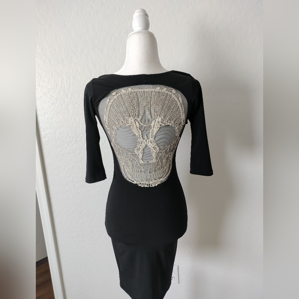 Black Dress with Skull Lace Back